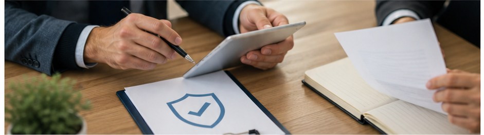 Payroll and compliance documents being reviewed on a desk